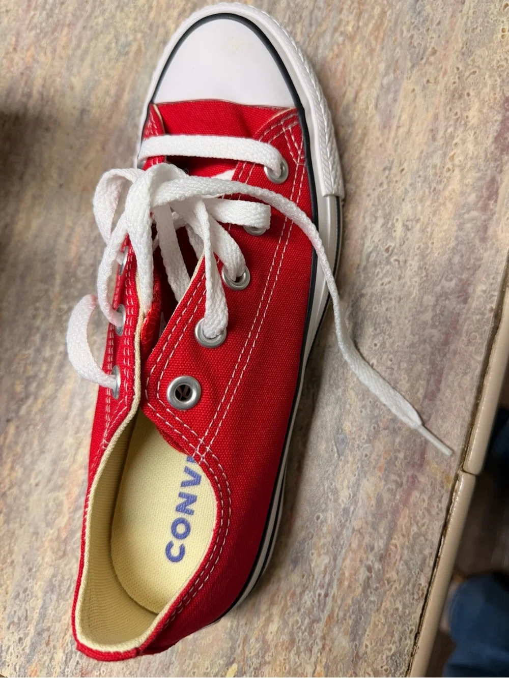 Converse Kids Red Low-Top Canvas Sneaker with White Laces